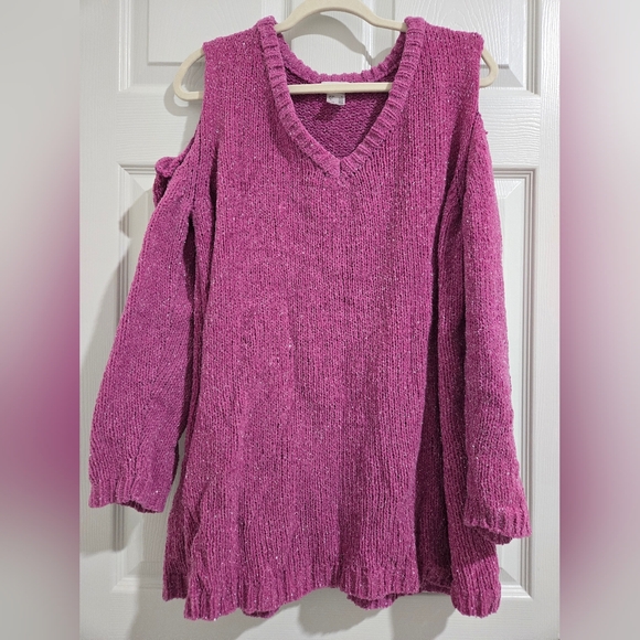 VENUS Off-the-Shoulder Sweater in Vibrant Pink - Picture 1 of 5